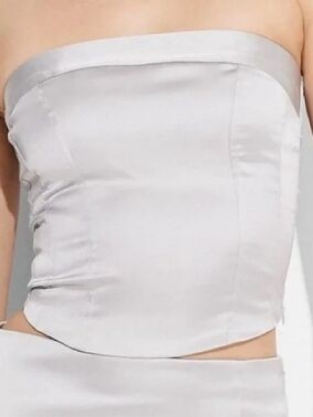 NWT Strapless Crop Top XL Silver Stretch Tube Top Wild Fable Metallic